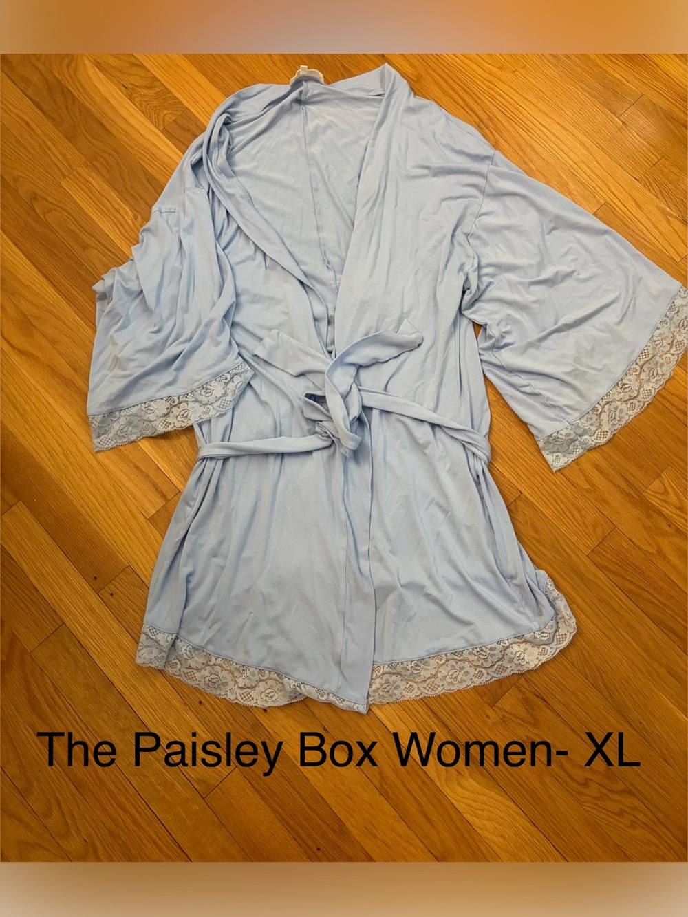 Light Blue Lace-Trim Robe -